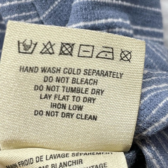 Deletta Womens Shirt Medium Blue White Striped V Neck Anthropologie Knot Stretch - Picture 7 of 10